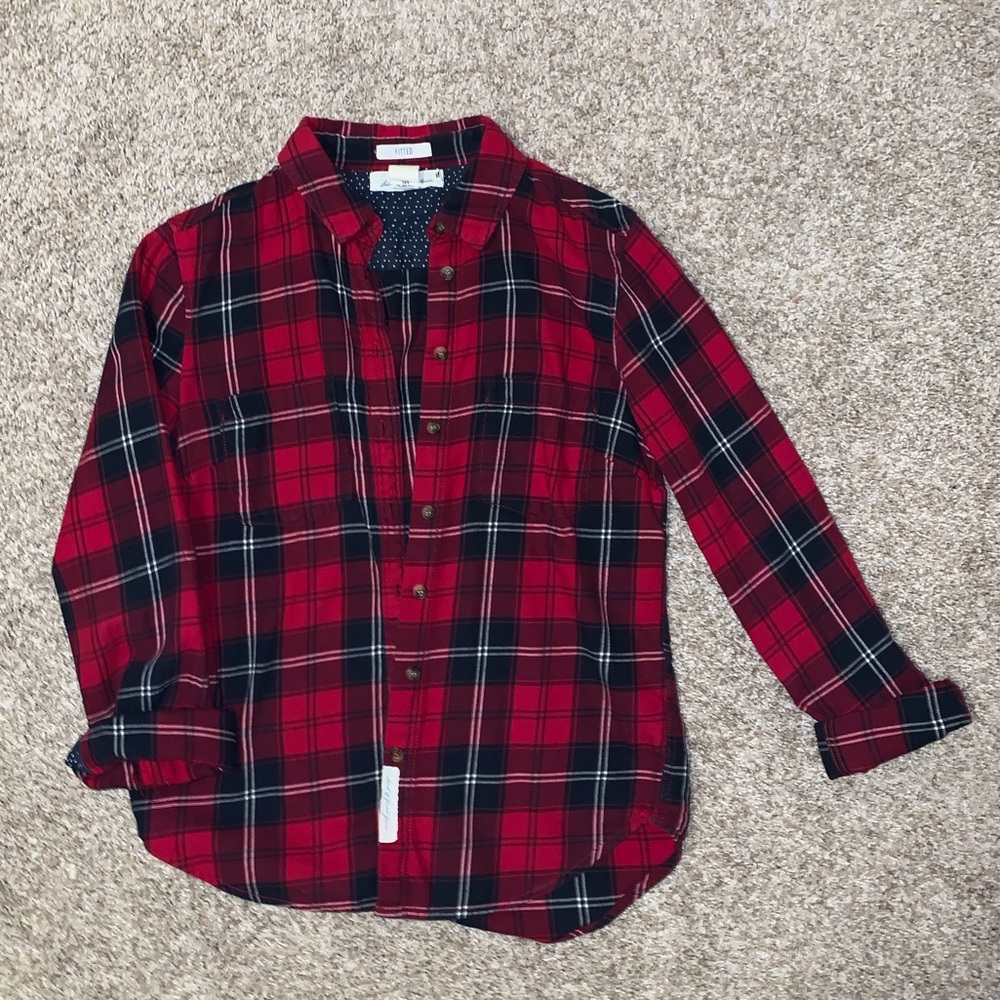Red/Navy Blue Plaid Shirt